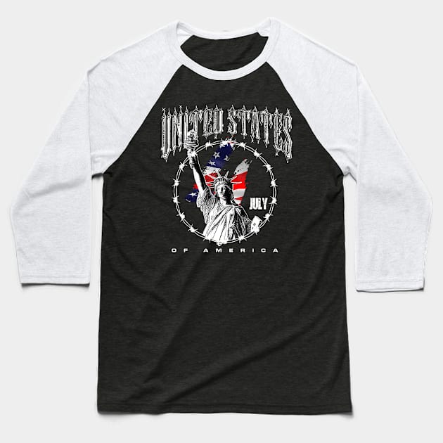 4th of July (Liberty statue) Baseball T-Shirt by hvfdzdecay